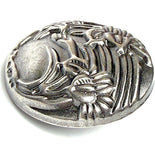 Begonia Flower 1" Silver Metal Button, 25mm / Shank Back Pack of TWO #SWC-174-2