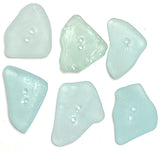 Set of Six Light Turquoise Genuine Sea Glass Buttons 7/8  # BCH-102