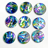 Re-Stocked, Blue Psychedelic Abstract Shell, 9/16" Colorful 14mm 2-Hole Button, Pack of 20 # LP-76