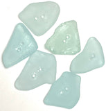 Set of Six Light Turquoise Genuine Sea Glass Buttons 7/8  # BCH-102