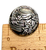 Begonia Flower 1" Silver Metal Button, 25mm / Shank Back Pack of TWO #SWC-174-2