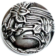 Begonia Flower 1" Silver Metal Button, 25mm / Shank Back Pack of TWO #SWC-174-2