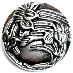 Begonia Flower 1" Silver Metal Button, 25mm / Shank Back Pack of TWO #SWC-174-2