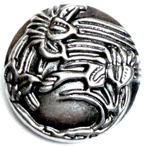 Begonia Flower 1" Silver Metal Button, 25mm / Shank Back Pack of TWO #SWC-174-2