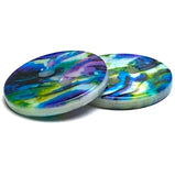 Re-Stocked, Blue Psychedelic Abstract Shell, 9/16" Colorful 14mm 2-Hole Button, Pack of 20 # LP-76