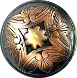 Copper 'Santa Barbara' Domed Carved Leaf, Metal, 13/16" Larger Size, Shank Back #SK-2066