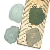 Set of Four Light Green Sea Glass Buttons 3/4"-7/8  # BCH-103