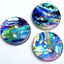 Re-Stocked, Blue Psychedelic Abstract Shell, 9/16" Colorful 14mm 2-Hole Button, Pack of 20 # LP-76