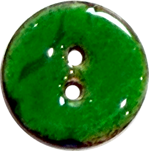 Christmas Green Shiny Coconut 11/16" 2-hole Button  #SWC-175