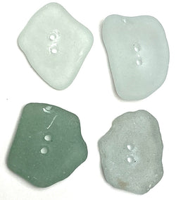 Set of Four Light Green Sea Glass Buttons 3/4"-7/8  # BCH-103
