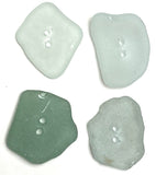 Set of Four Light Green Sea Glass Buttons 3/4"-7/8  # BCH-103