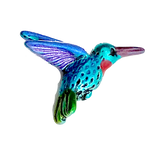 Hummingbird Bead, Blue Body, Red Throat, Small Embellishment Hand Painted by Susan Clarke, 3/4" #SC-170-B