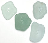 Set of Four Light Green Sea Glass Buttons 3/4"-7/8  # BCH-103