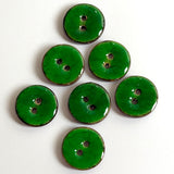 Christmas Green Shiny Coconut 11/16" 2-hole Button  #SWC-175