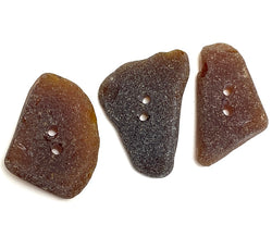 Set of Three Brown Sea Glass Buttons About 1"  # BCH-104
