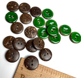 Christmas Green Shiny Coconut 11/16" 2-hole Button  #SWC-175