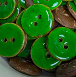 Christmas Green Shiny Coconut 11/16" 2-hole Button  #SWC-175
