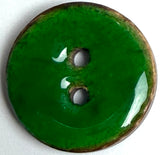 Christmas Green Shiny Coconut 11/16" 2-hole Button  #SWC-175