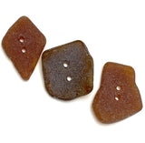 Set of Three Brown Sea Glass Buttons About 1"  # BCH-105
