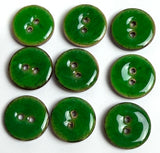 Christmas Green Shiny Coconut 11/16" 2-hole Button  #SWC-175