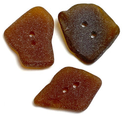Set of Three Brown Sea Glass Buttons About 1"  # BCH-105