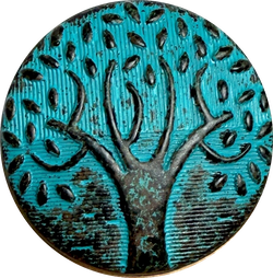 Running Low, Tree of Life, Turquoise Patina/Brown 1" Metal Button Shank Back #SWC-31