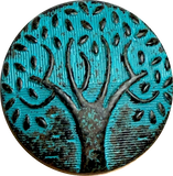 Running Low, Tree of Life, Turquoise Patina/Brown 1" Metal Button Shank Back #SWC-31