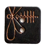 Re-Stocked, Dragonfly on Black/Copper Metal Square 2 hole button, 5/8"  #SWC-53