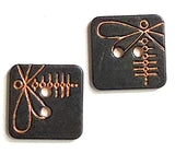 Re-Stocked, Dragonfly on Black/Copper Metal Square 2 hole button, 5/8"  #SWC-53
