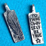 Running Low, Feather, Pewter Pendant from Green Girl Studios 1-1/8" #G-409