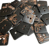 Re-Stocked, Dragonfly on Black/Copper Metal Square 2 hole button, 5/8"  #SWC-53