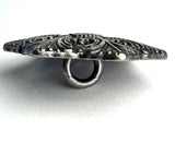 Snowflake Button, 7/8" Silver Metal Hexagon Shape, Shank Back, Tiny Cut-Outs  #SWC-49