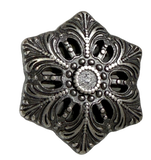 Snowflake Button, 7/8" Silver Metal Hexagon Shape, Shank Back, Tiny Cut-Outs  #SWC-49