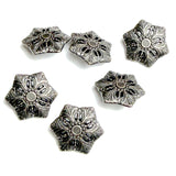 Snowflake Button, 7/8" Silver Metal Hexagon Shape, Shank Back, Tiny Cut-Outs  #SWC-49
