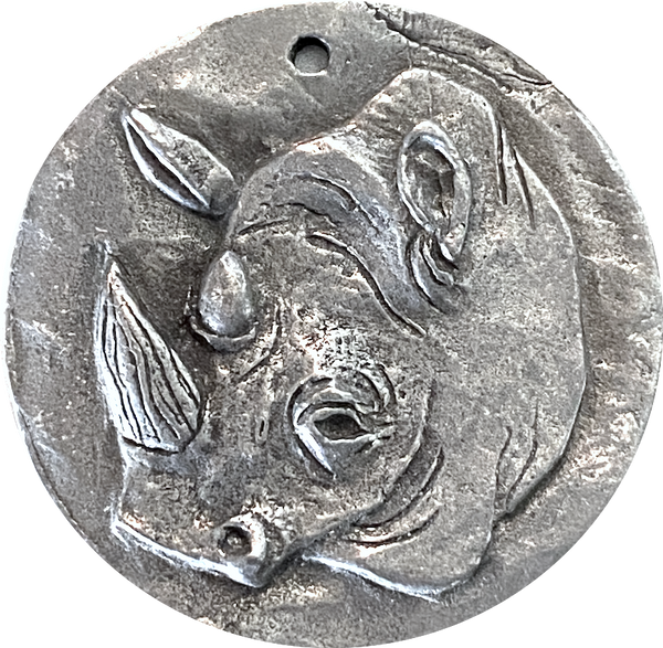 Rhino Pewter Pendant from Green Girl Studios 1-3/8" #G-510