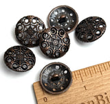 New Orleans Lacy Black Copper Filigree Metal Shank Back Button 13/16"  #SWC-40