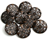 New Orleans Lacy Black Copper Filigree Metal Shank Back Button 13/16"  #SWC-40