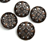 New Orleans Lacy Black Copper Filigree Metal Shank Back Button 13/16"  #SWC-40