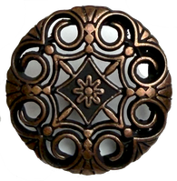 New Orleans Lacy Black Copper Filigree Metal Shank Back Button 13/16"  #SWC-40