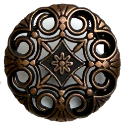 New Orleans Lacy Black Copper Filigree Metal Shank Back Button 13/16"  #SWC-40