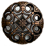 New Orleans Lacy Black Copper Filigree Metal Shank Back Button 13/16"  #SWC-40