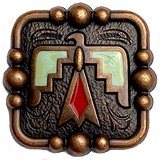 1-1/2" Thunderbird, Green + Red Enamel with Copper Square Screw Back Concho 1.5"  #SWH-120