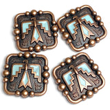 1-1/2" Thunderbird, Light Blue Enamel with Copper Square Screw Back Concho 1.5"  #SWH-148