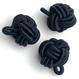Monkey Fist Black, Vintage Woven Fabric Knot Buttons, 9/16"- 5/8"  #761