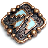 1-1/2" Thunderbird, Light Blue Enamel with Copper Square Screw Back Concho 1.5"  #SWH-148