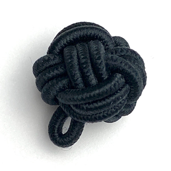 Monkey Fist Black, Vintage Woven Fabric Knot Buttons, 1/2"  #SK-760