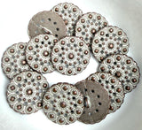 Running Low, Copper/White Bead-Look 15/16" Metal Shank Back 25mm Button  #SWC-47