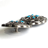 Silver "Diamonds & Turquoise" Southwest 1-1/2"  Flower Screw Back Concho 1.5"  #SWH-149