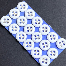 SALE, White 3/8" Vintage Milk Glass or Ceramic Buttons, Four-Hole, 1020's, Card of 18 Buttons, #BK-403