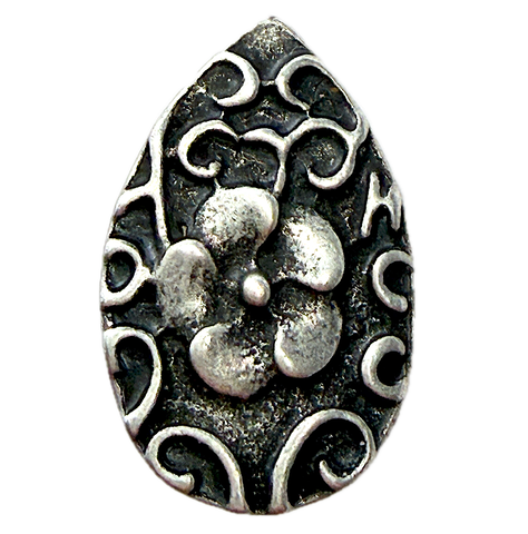 SALE, Flower Drop or Leaf Shape Swirly Metal Button 11/16"" Shank Back  #SWC-62